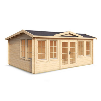 Lasita Balderton Log Cabin - 5.5m x 4m - Traditional Clockhouse Style Summer House Double Glazed - 4