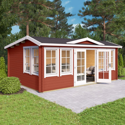 Lasita Balderton Log Cabin - 5.5m x 4m - Traditional Clockhouse Style Summer House Double Glazed - 5
