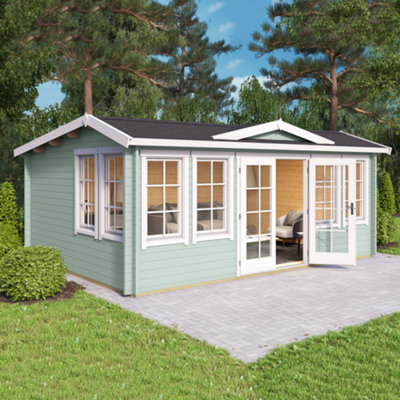 Lasita Balderton Log Cabin - 5.5m x 4m - Traditional Clockhouse Style Summer House Double Glazed - 6