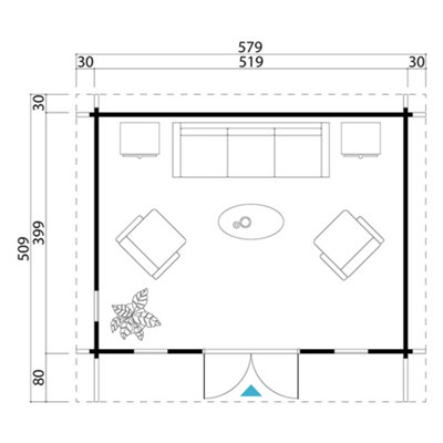 Lasita Barbados 5 Modern Summer House - 5.05m x 3.9m - Garden Log Cabin Double Glazed - 3