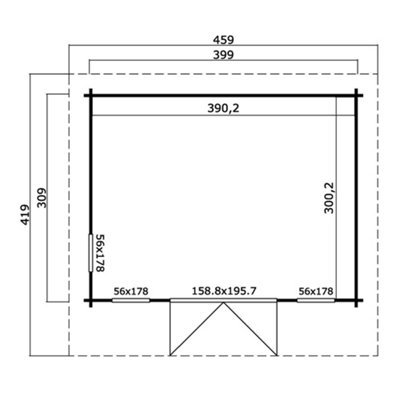 Lasita Bingham 2 Log Cabin Pent Summer House - 3.99m x 3.09m - Modern Garden Summer House - Double Glazed - 3