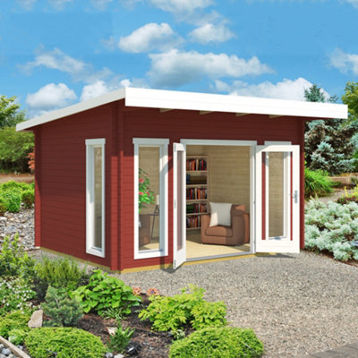 Lasita Bingham 3 Pent Summer House - 4m x 3.1m - 70mm Premium Wall Logs Double Glazed - 6