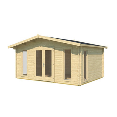 Lasita Boston Log Cabin - 4.8m x 3.6m - Apex Roof Garden Log Cabin Double Glazed - 6