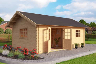 Lasita Caroline 2 Storey Log Cabin - 5.75m x 3.9m - 40mm Wall Logs Summer House