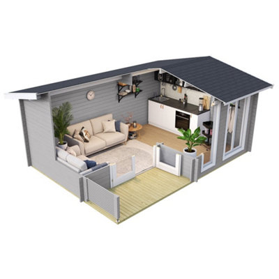 Lasita Cromwell 1 Summer House - 5.2m x 3.7m - Log Cabin with Double Glazing - 5