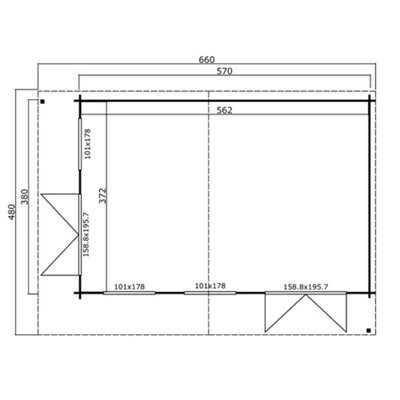 Lasita Doddington Summer House - 5.7m x 3.8m - Modern Log Cabin with Double Doors Double Glazed - 3