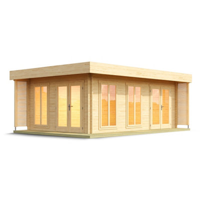 Lasita Doddington Summer House - 5.7m x 3.8m - Modern Log Cabin with Double Doors Double Glazed - 4
