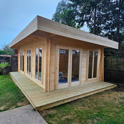 Lasita Doddington Summer House - 5.7m x 3.8m - Modern Log Cabin with Double Doors Double Glazed - 5