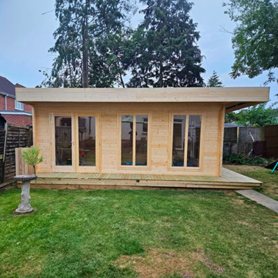 Lasita Doddington Summer House - 5.7m x 3.8m - Modern Log Cabin with Double Doors Double Glazed - 6