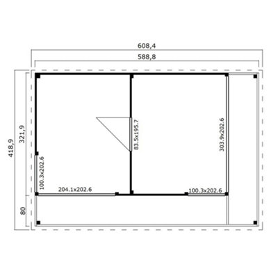 Lasita Domeo 3 V2 with Veranda Garden Office - 8.9m x 5.9m - Two Room Modern Summer House Double Glazed - 3