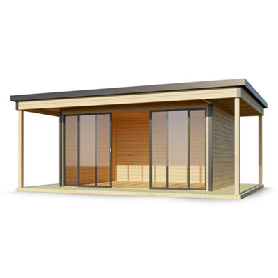 Lasita Domeo 4 V2 with Veranda Garden Office - 6m x 4.2m - Modern Summer House Double Glazed - 4