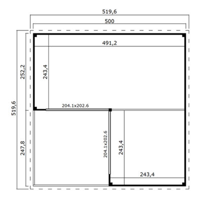 Lasita Domeo 6 V2 with Veranda Garden Office - 5m x 5m - Modern Summer House Double Glazed - 3