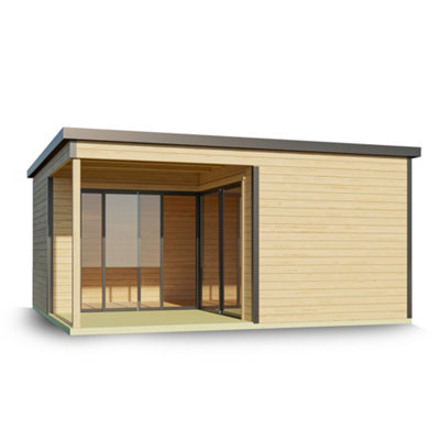 Lasita Domeo 6 V2 with Veranda Garden Office - 5m x 5m - Modern Summer House Double Glazed