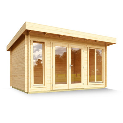 Lasita Dorset 2 Summer House - 3.9m x 3m - Modern Style Garden Log Cabin Double Glazed - 4