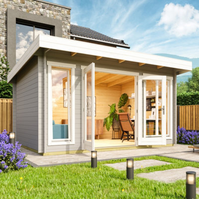 Lasita Dorset 2 Summer House - 3.9m x 3m - Modern Style Garden Log Cabin Double Glazed - 5