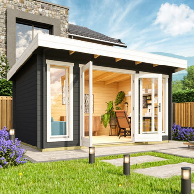 Lasita Dorset 2 Summer House - 3.9m x 3m - Modern Style Garden Log Cabin Double Glazed - 6