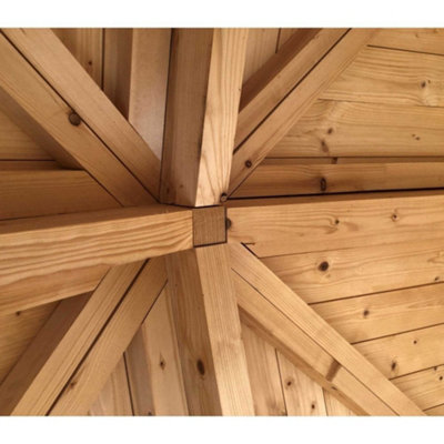 Lasita Eastleigh Corner Log Cabin - 2.8m x 2.8m - Compact Corner Summer House with Column Windows - 5
