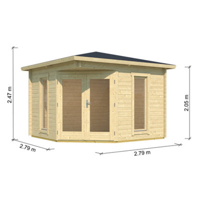 Lasita Edinburgh 1 Corner Summer House - 2.8m x 2.8m - Double Glazed - 4