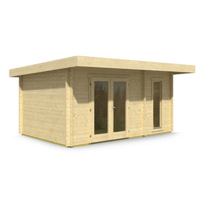 Lasita Grassington Two Room Log Cabin - 4.5m x 3m - Double Glazed with Side Store - 4