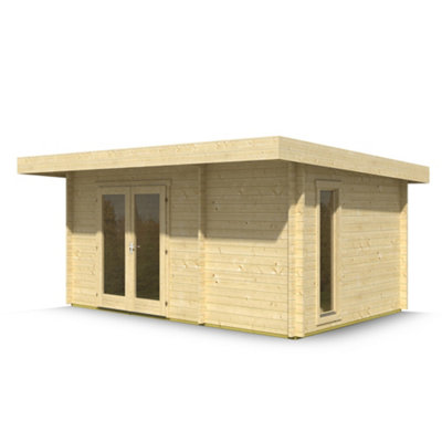 Lasita Grassington Two Room Log Cabin - 4.5m x 3m - Double Glazed with Side Store - 5