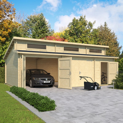 Lasita Hawaii Garage With Side Hung Wooden Garage Doors - 7.8m x 5.2m - Double Garage