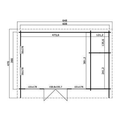 Lasita Jacobstow 3 Multi-Room Log Cabin - 6.08m x 3.9m - Side Store Rooms - 3