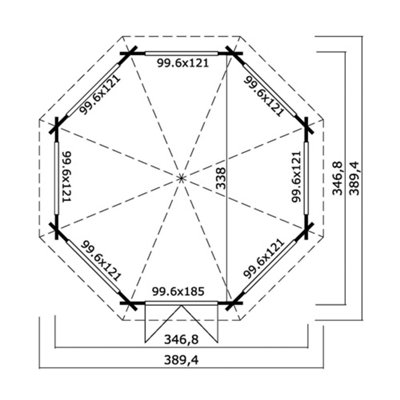 Lasita Jarrow 8 Sided Octagonal Summerhouse-  3.47m x 3.47m - Windows all round - 3