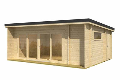 Lasita Java Summer House - 6.1m x 3.9m - Multi-room Log Cabin Double Glazed Sliding Door