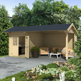 Lasita Kenzo 300 Log Cabin with Veranda - 5.4m x 3m - Summer House with Shelter