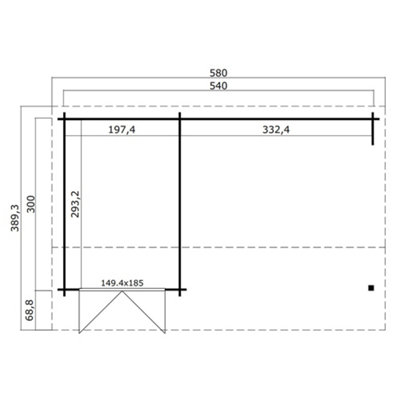Lasita Kenzo 300 Log Cabin with Veranda - 5.4m x 3m - Summer House with Shelter - 3