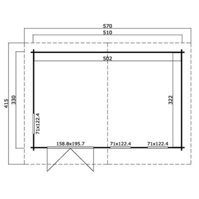 Lasita Leyburn Log Cabin - 5.1m x 3.3m - Garden Summer House Double Glazed - 3