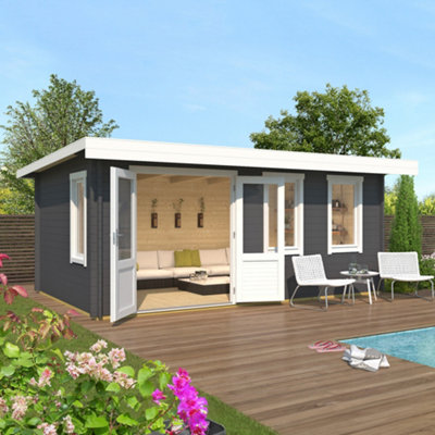 Lasita Leyburn Log Cabin - 5.1m x 3.3m - Garden Summer House Double Glazed - 5
