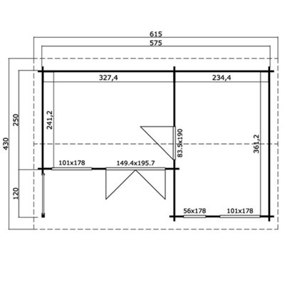 Lasita Mornington Two Room Summer House - 5.95m x 3.9m - Garden Log Cabin Double Glazed - 3