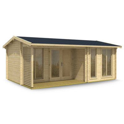 Lasita Mornington Two Room Summer House - 5.95m x 3.9m - Garden Log Cabin Double Glazed