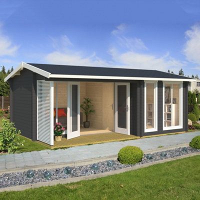 Lasita Mornington Two Room Summer House - 5.95m x 3.9m - Garden Log Cabin Double Glazed - 5