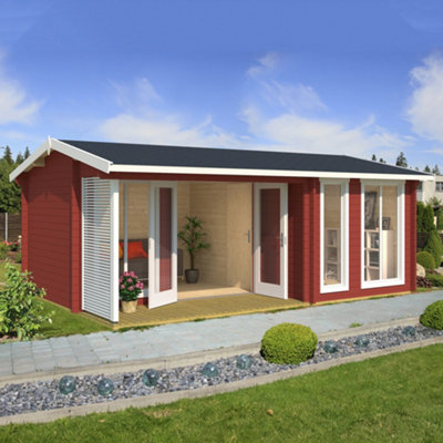 Lasita Mornington Two Room Summer House - 5.95m x 3.9m - Garden Log Cabin Double Glazed - 6