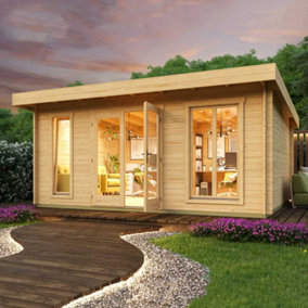 Lasita Newark 1 Garden Office Summer House - 3.9m x 2.5m - Modern Pent Summer House - Double Glazed