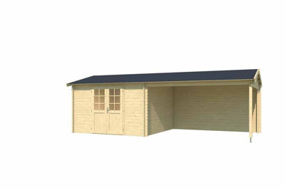 Lasita Osland Amarillo Summer House with Veranda - 7.1m x 3.3m - Log Cabin with Canopy Shelter