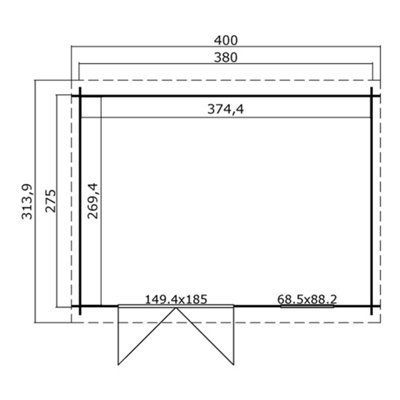Lasita Osland Amira 275 - 2.75m x 3.8m - Pent Roof Log Cabin Summer House - 3