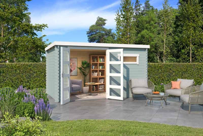 Lasita Osland Augusta Log Cabin - 3.8m x 2.3m - Flat Roof Log Cabin - 6