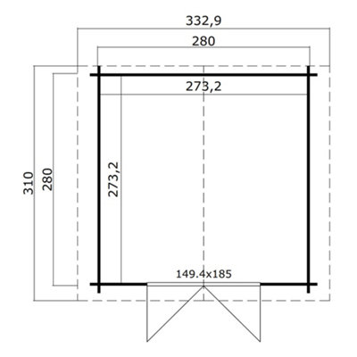 Lasita Osland Australia 34mm Log Cabin - 2.8m x 2.8m - Apex Roof Garden Building - 3