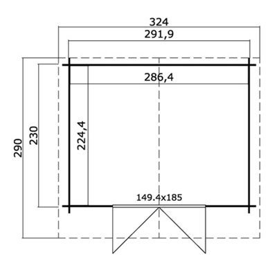 Lasita Osland Baltimore Log Cabin - 2.92m x 2.3m - with Canopy Roof Overhang - 3