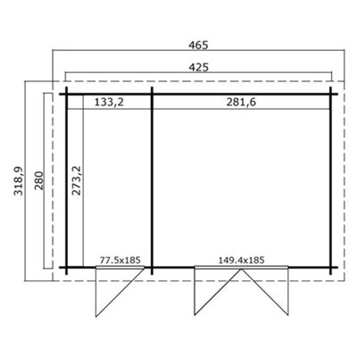 Lasita Osland Belmont 2 Two Room Log Cabin - 4.25m x 2.8m - Summer House with Side Store - 4