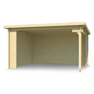 Lasita Osland Columbus Gazebo Shelter - 4.25m x 3m - 34mm Wall Logs Garden Canopy - 4
