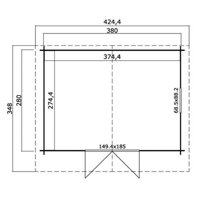 Lasita Osland Donau 28mm Log Cabin - 3.8m x 2.8m - Apex Roof Garden Building - 3