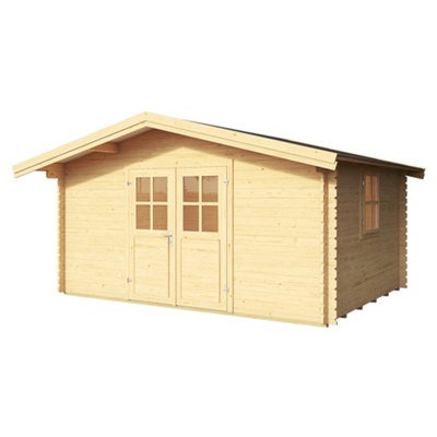 Lasita Osland Donau 28mm Log Cabin - 3.8m x 2.8m - Apex Roof Garden Building - 6