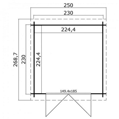 Lasita Osland Indi 230 Pent Log Cabin - 2.3m x 2.3m - Small Garden Summer House - 3