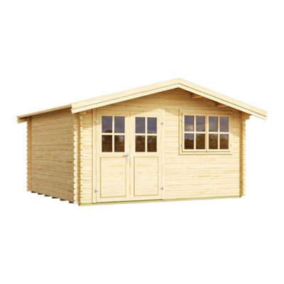 Lasita Osland Isar 34mm Traditional Log Cabin - 3.8m x 3.8m - Apex Roof Garden Building - 4
