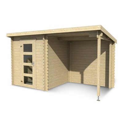 Lasita Osland Jelle 175 PLUS Log Cabin with Veranda - 3.7m x 1.7m - Summer House - 4