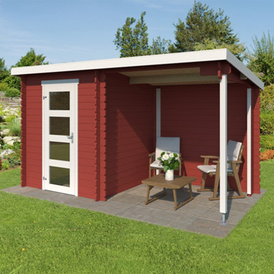 Lasita Osland Jelle 175 PLUS Log Cabin with Veranda - 3.7m x 1.7m - Summer House - 5